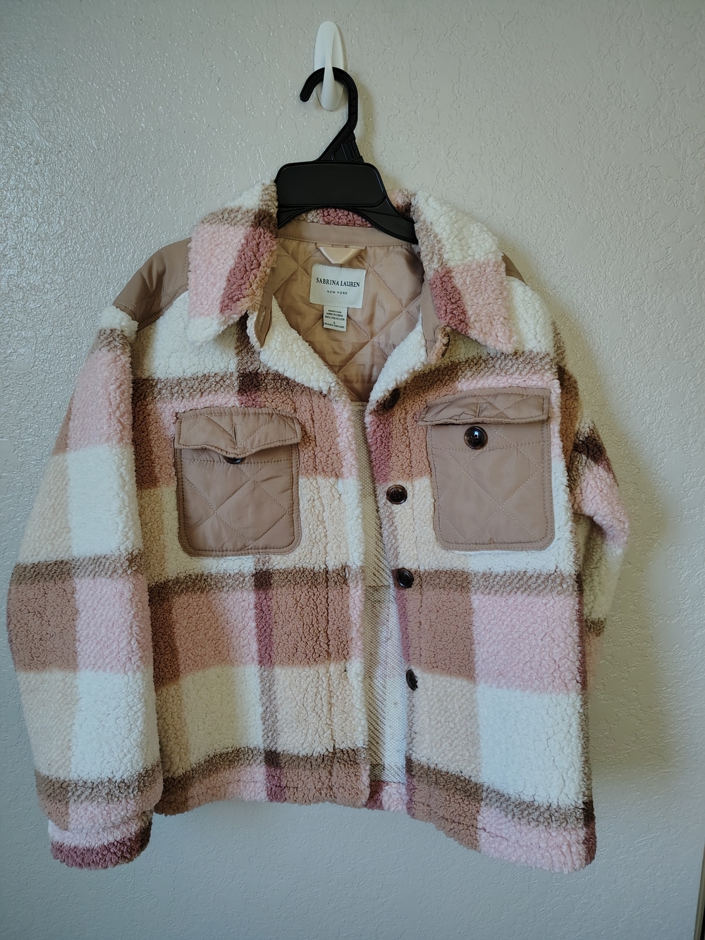 Sabrina & Friends Pink Plaid Teddy Coat Jacket